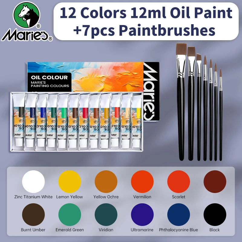 0.42oz Oil-Based Pigment & 7pcs Brushes,