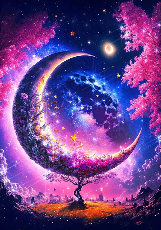 5D Diy Diamond Painting Fantasy Moon Tree Landscape kit