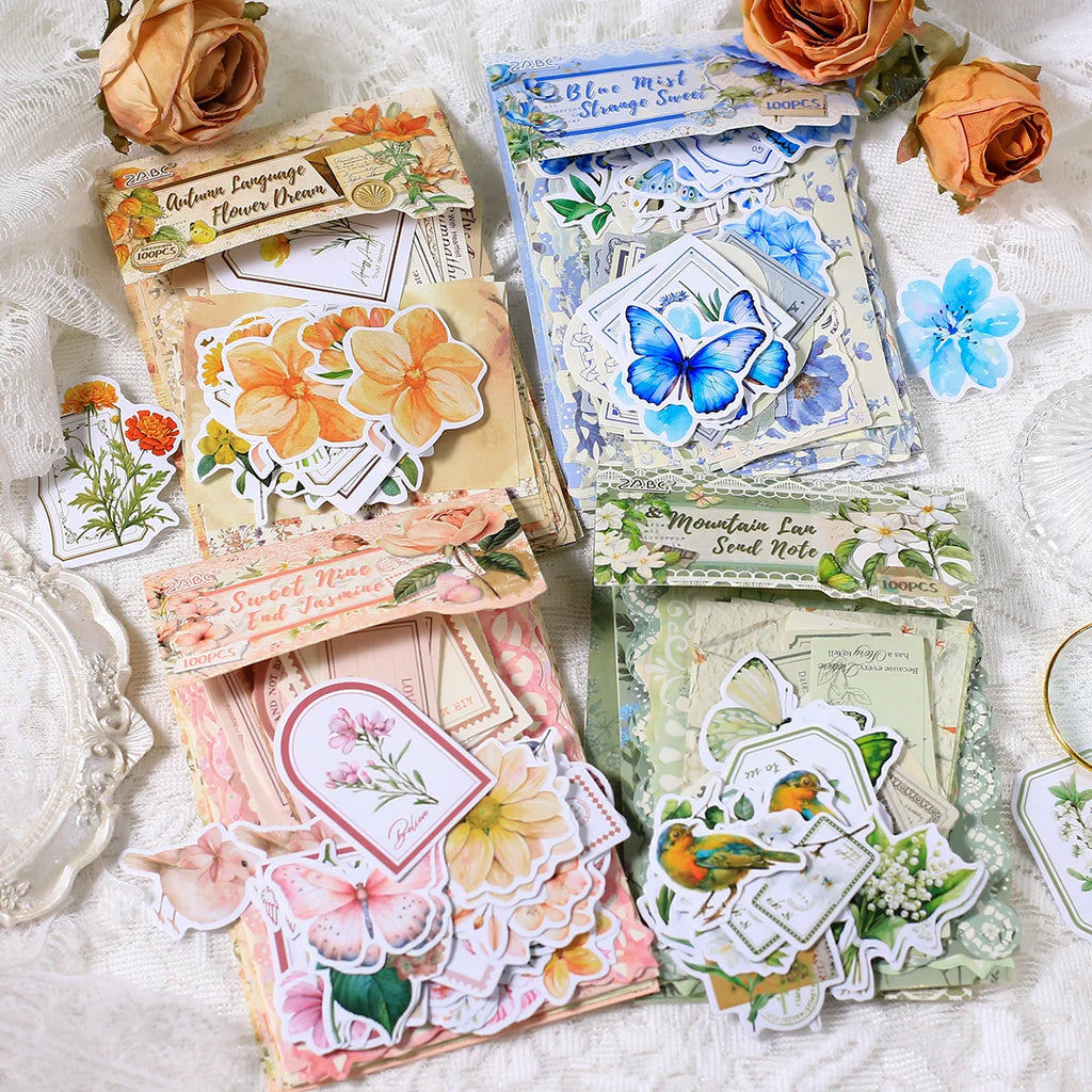 Vintage Scrapbooking Paper Collage Self-Adhesive Stickers