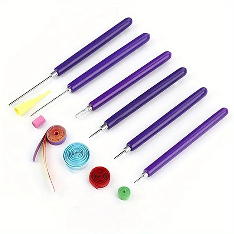 6Pcs/set Quilling Paper Pen Scrapbooking Craft Origami Handle Slotted Structure Practical Quilled Tool