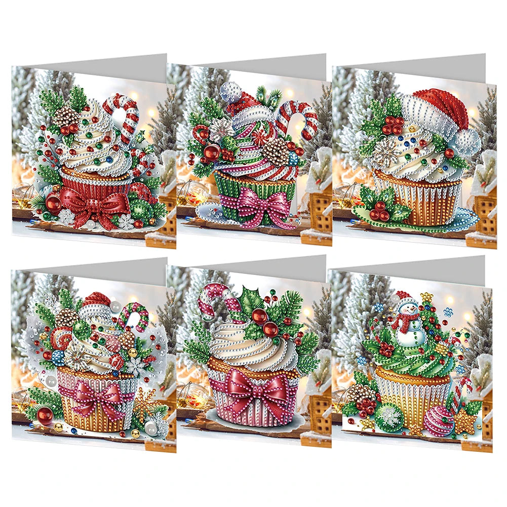 6/12pc DIY Diamond Painting Kits Greeting Card New 2024 Christmas Festival Card Diamond Daily Wish Card Gifts for Family Friends