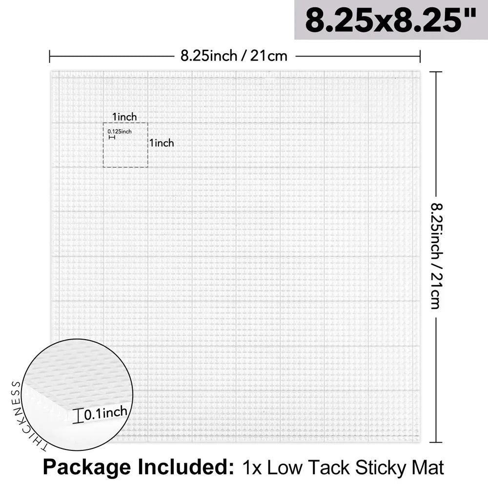 1pc Clear Photopolymer Craft Low Tacky Mat with Etched Grid Low Tack Sticky Mat for DIY Layered Stamping Paper Ink Project