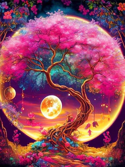 5D Diy Diamond Painting Fantasy Moon Tree Landscape kit