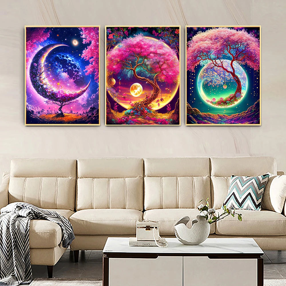 5D Diy Diamond Painting Fantasy Moon Tree Landscape kit