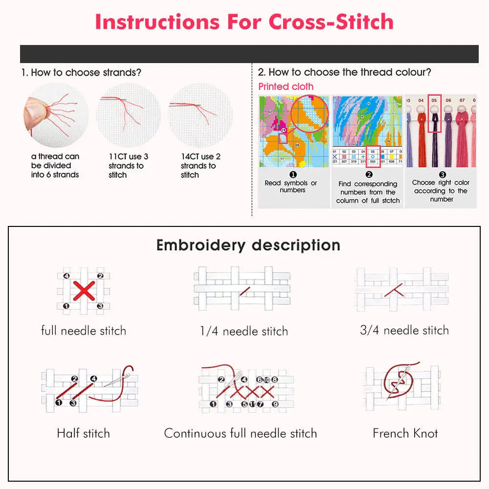 DIY Full 11CT Embroidery Cross Stitch Kits Christmas Tree Box Printed Needles Threads Cartoon Gift Home Decor