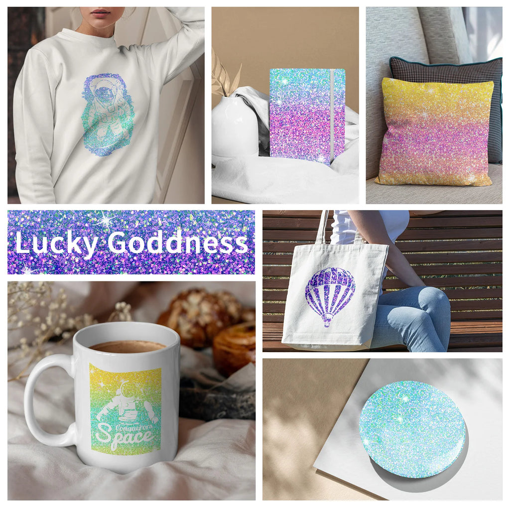 Glitter Mermaid Transfer Ink Sheet for Heat Press Machine 12x12 IN Sublimation Sheet for Blanks Tumbler T-Shirt