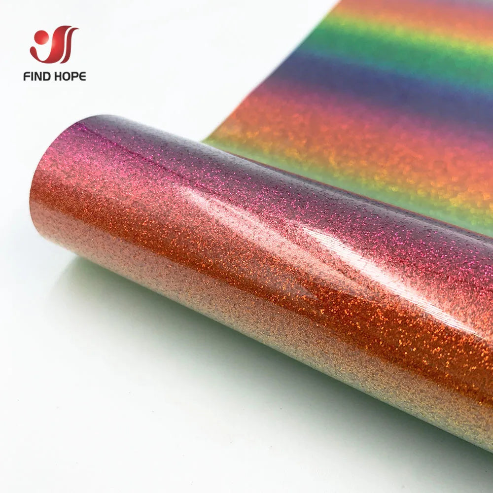 Heat Transfer Vinyl HTV Craft Rainbow Glitter Iron-on