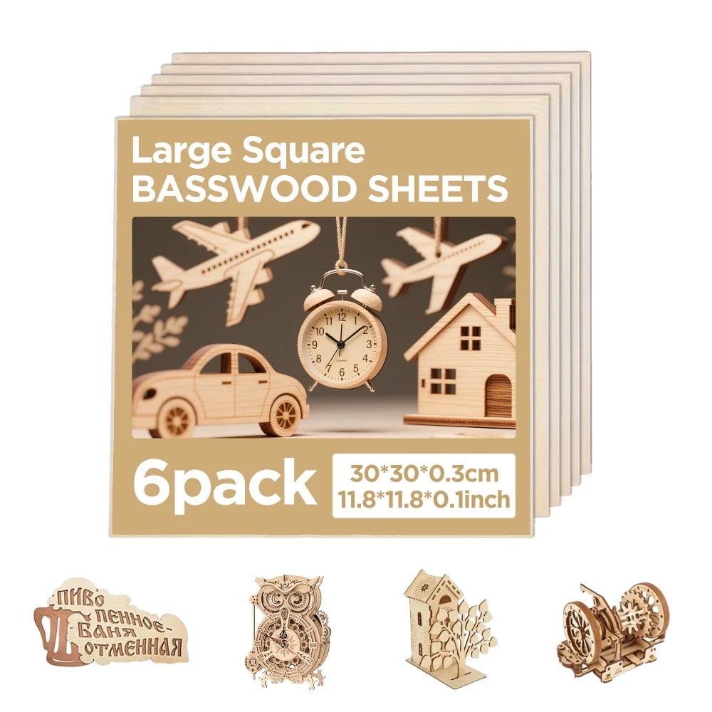 Basswood Sheets for Craft 3mm Thick Unfinished Wood Plywood