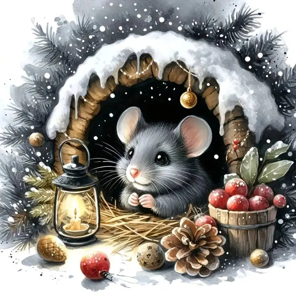 EverShine Diamond Embroidery Mouse Cartoon Diamond Painting Kit Rat Animal DIY Rhinestone Pictures Mosaic Winter Christmas Gift