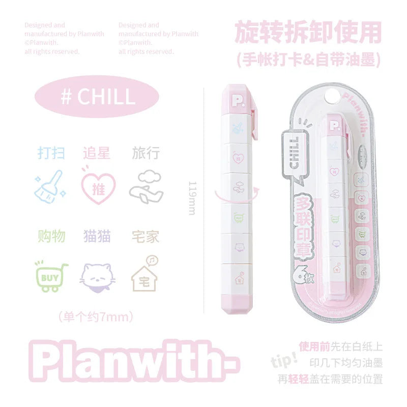 Stamp Set Pen Shape Detachable Ink Stamps