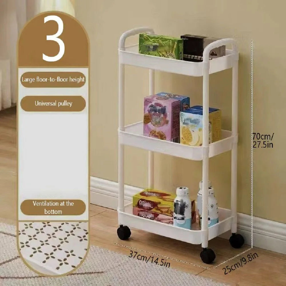 1pc 3/4-Tier Rolling Storage Cart,