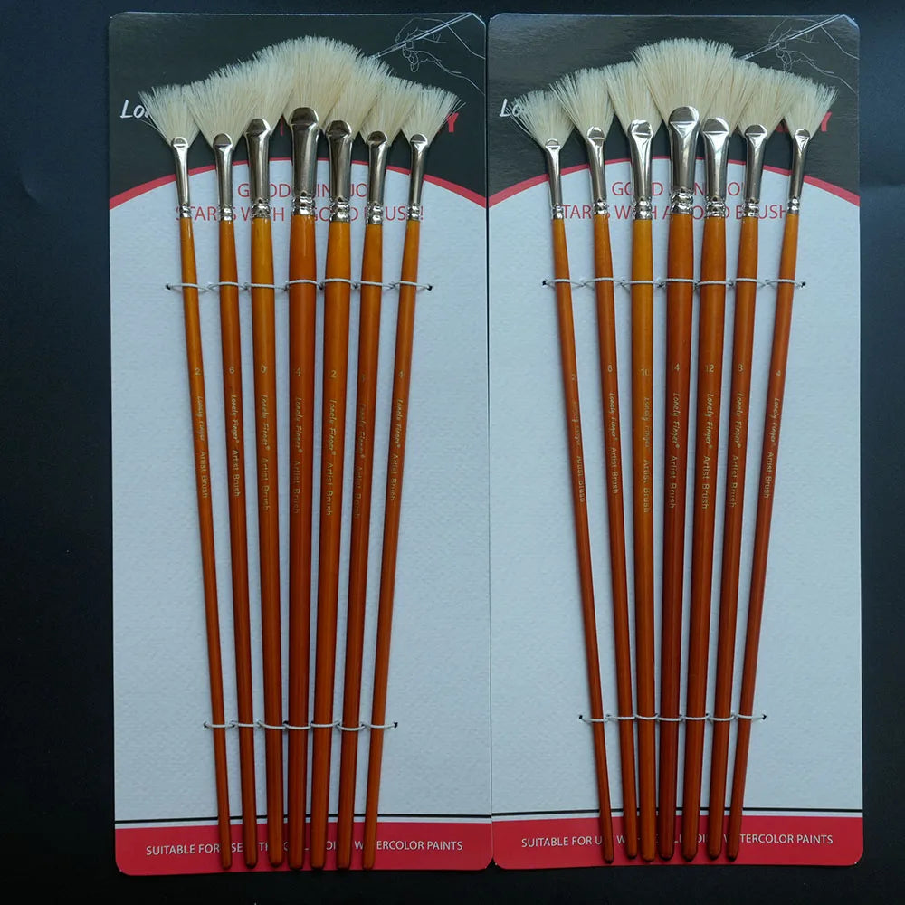 7/14Pcs Artist Fan Paint Brush,