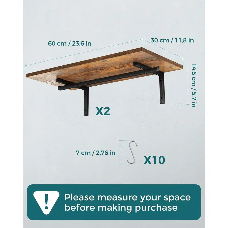 Set of 2 Large Pot Wall Holder Kitchen Shelves for Utensil