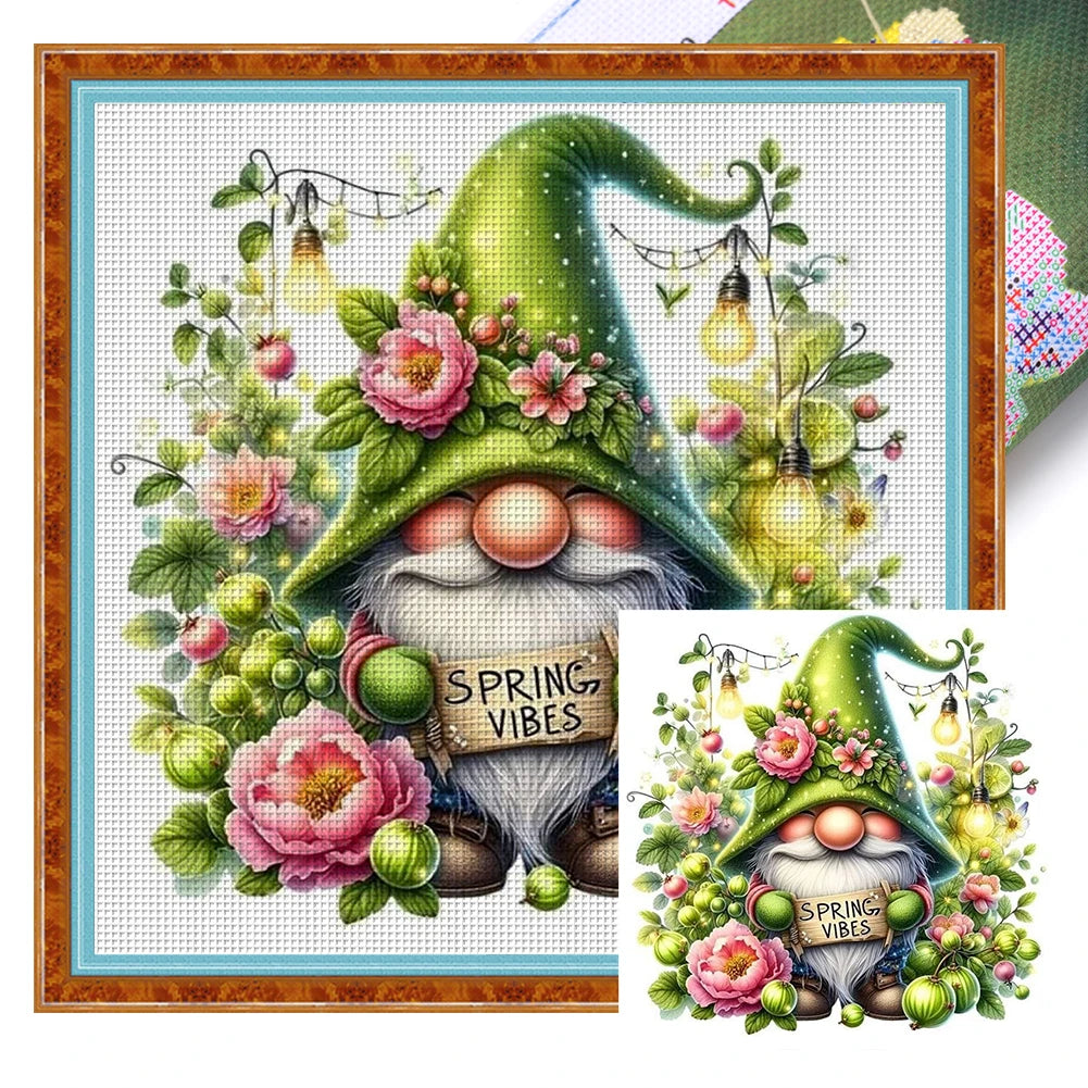 Full Embroidery cotton Thread 11CT Printed Gnome Cross Stitch Kit