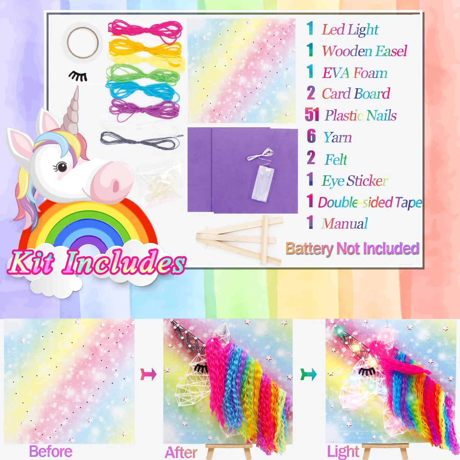 3D String Light Art Latern and Crafts Light Nail Kit Light