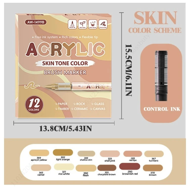 Acrylic Paint Markers, With Direct-Liquid Ink System, Brush Tip,
