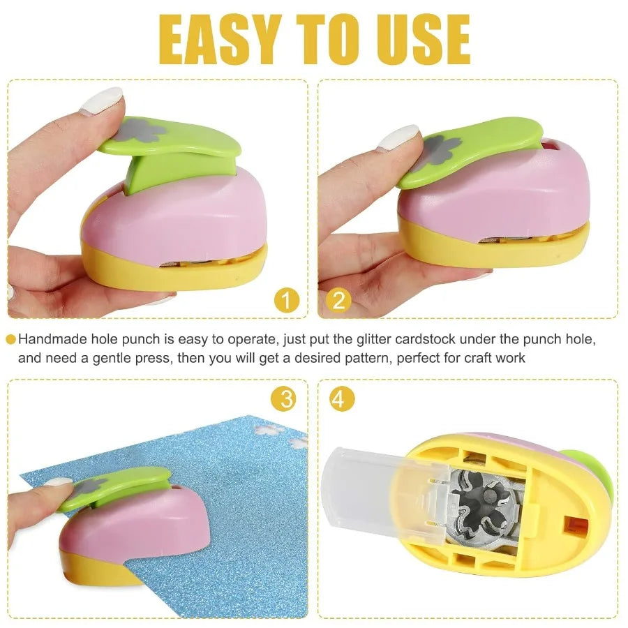 6 Pcs Colorful Paper Puncher Set Different Shape Paper H