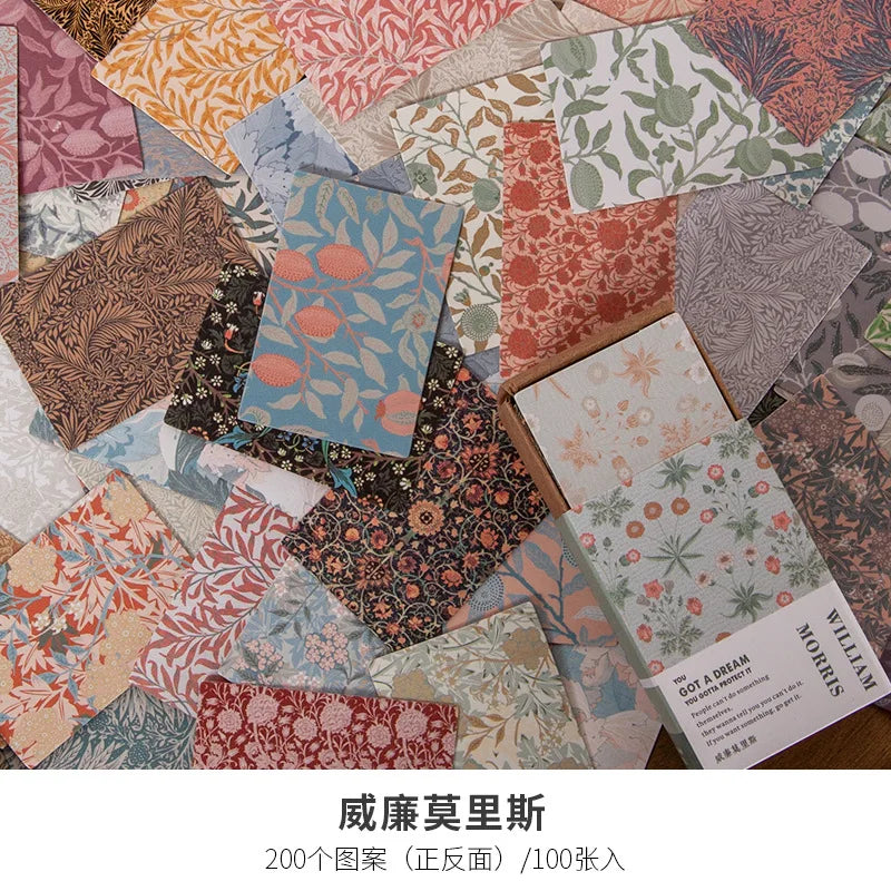 100Pcs Vintage Book Collection Kraft Paper Mini