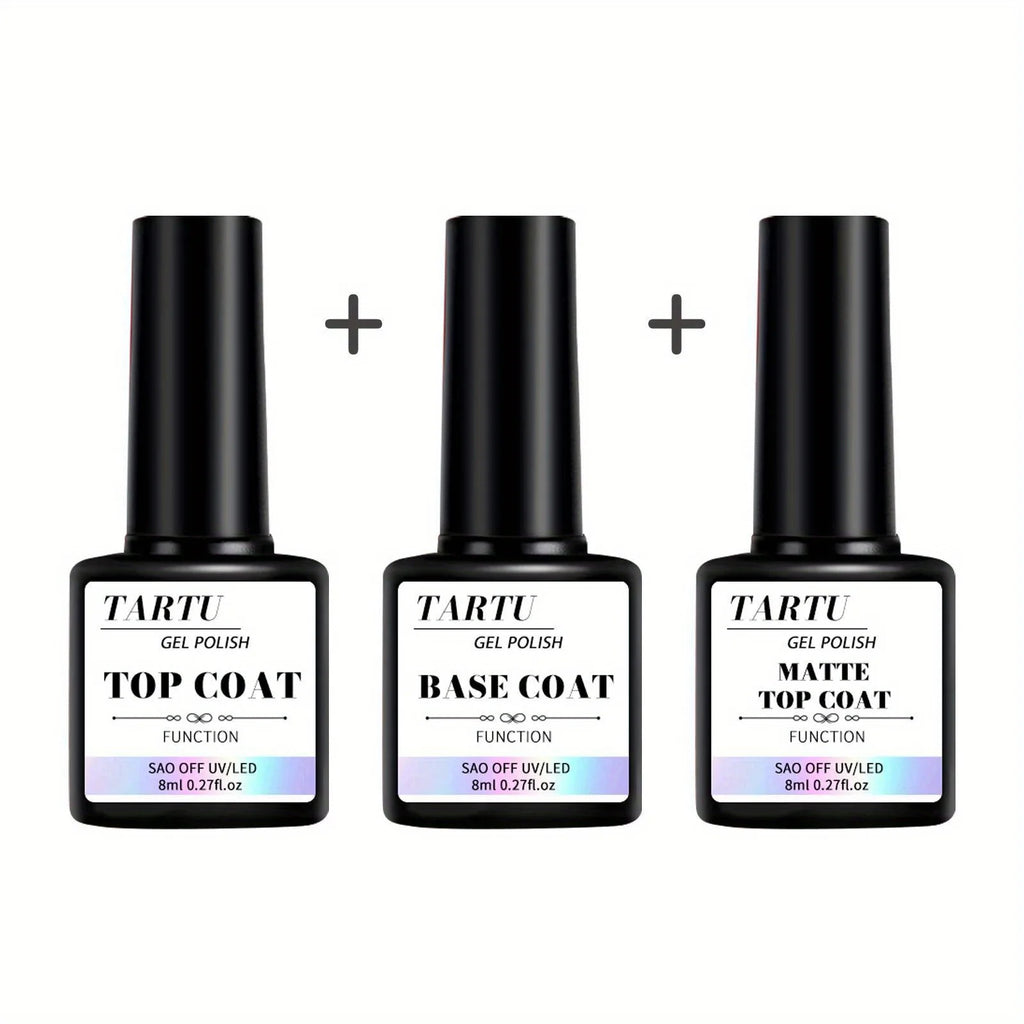 Functional Gel Nail Art Set with Base Coat and Diamond Top Coat,