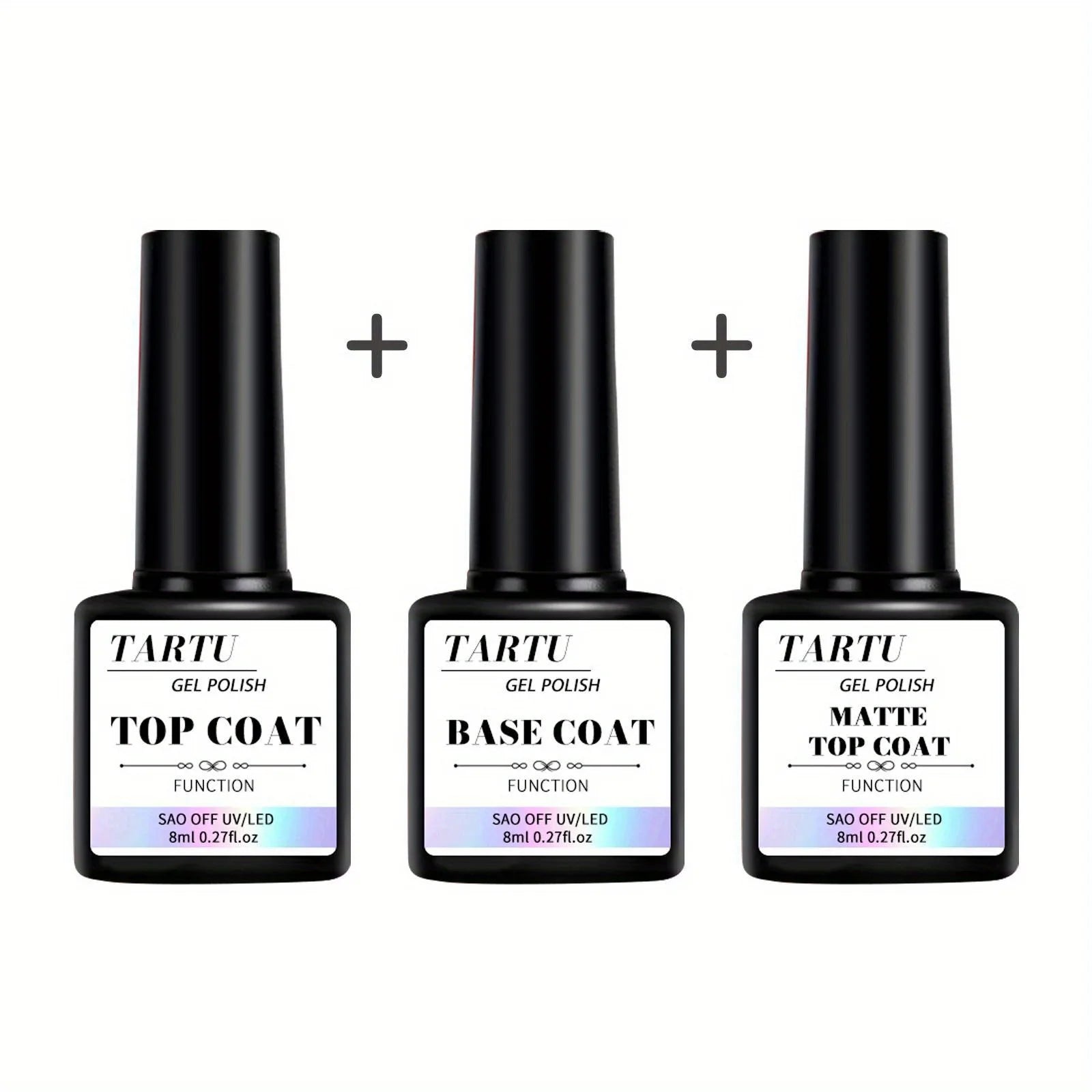 Functional Gel Nail Art Set with Base Coat and Diamond Top Coat,