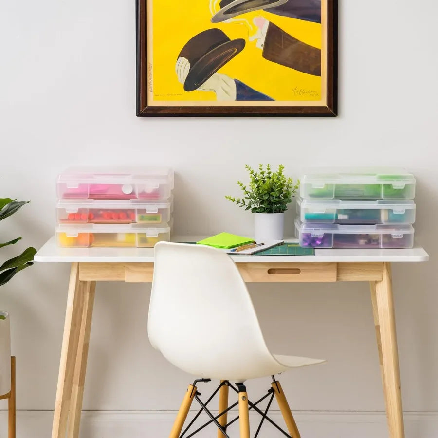 IRIS 12 x 12 Thick Portable Plastic Scrapbook Paper Storage Cases Organizers with Builtin Handle