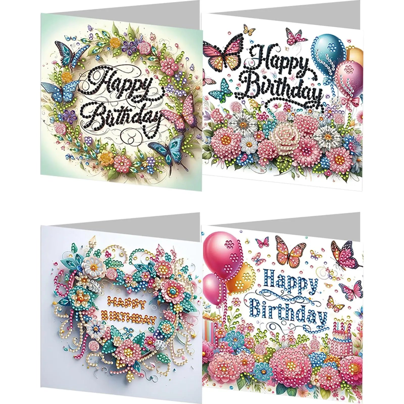 5D Rhinestone Arts Greetings Birthday Card DIY 5D Rhinestone Embroidery Arts Cards Kits Diamond Painting Greeting Thank You Card