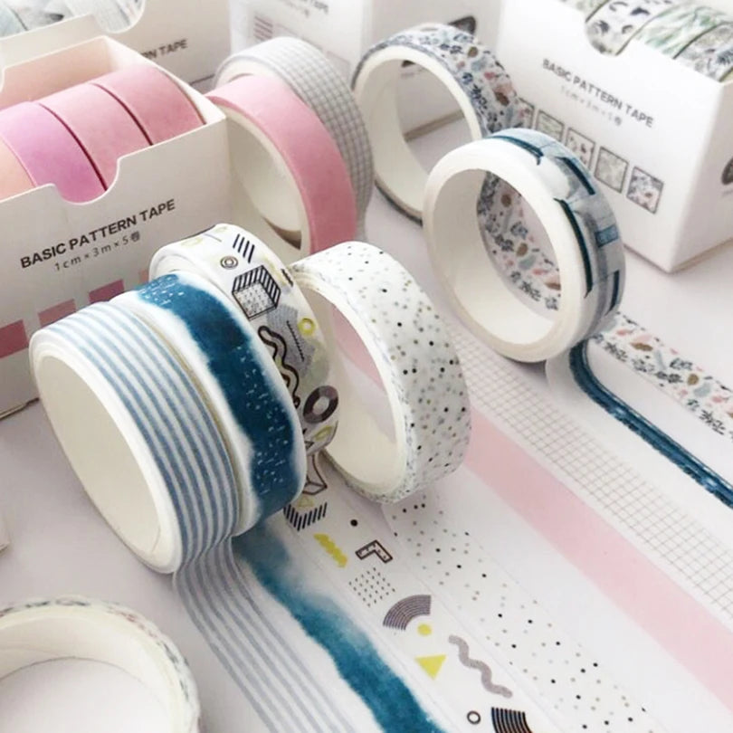5Pcs Sakura Washi Tape Set Basic Adhesive Tape Journal Supplies Washitape