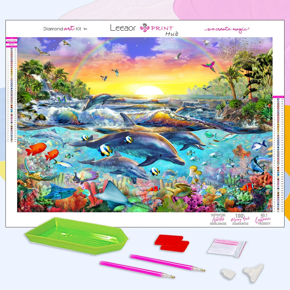 Diy Diamond Painting Underwater World Full Diamond Mosaic Embroidery Cross Stitch Kits Ocean Landscape Home Decor Gift For Kids