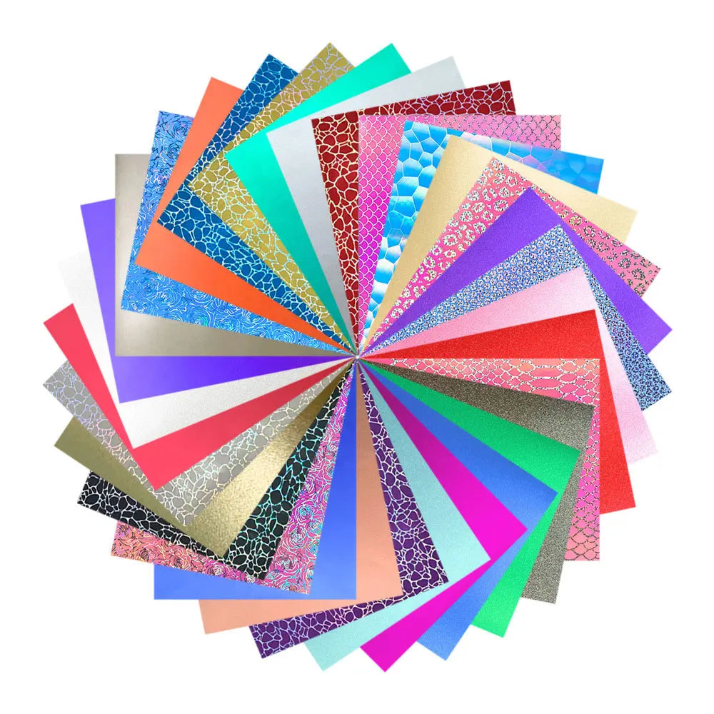 Iridescent/Solid/Glitter Pattern Adhesive Vinyl sheets 32 Assorted Colors Sheet