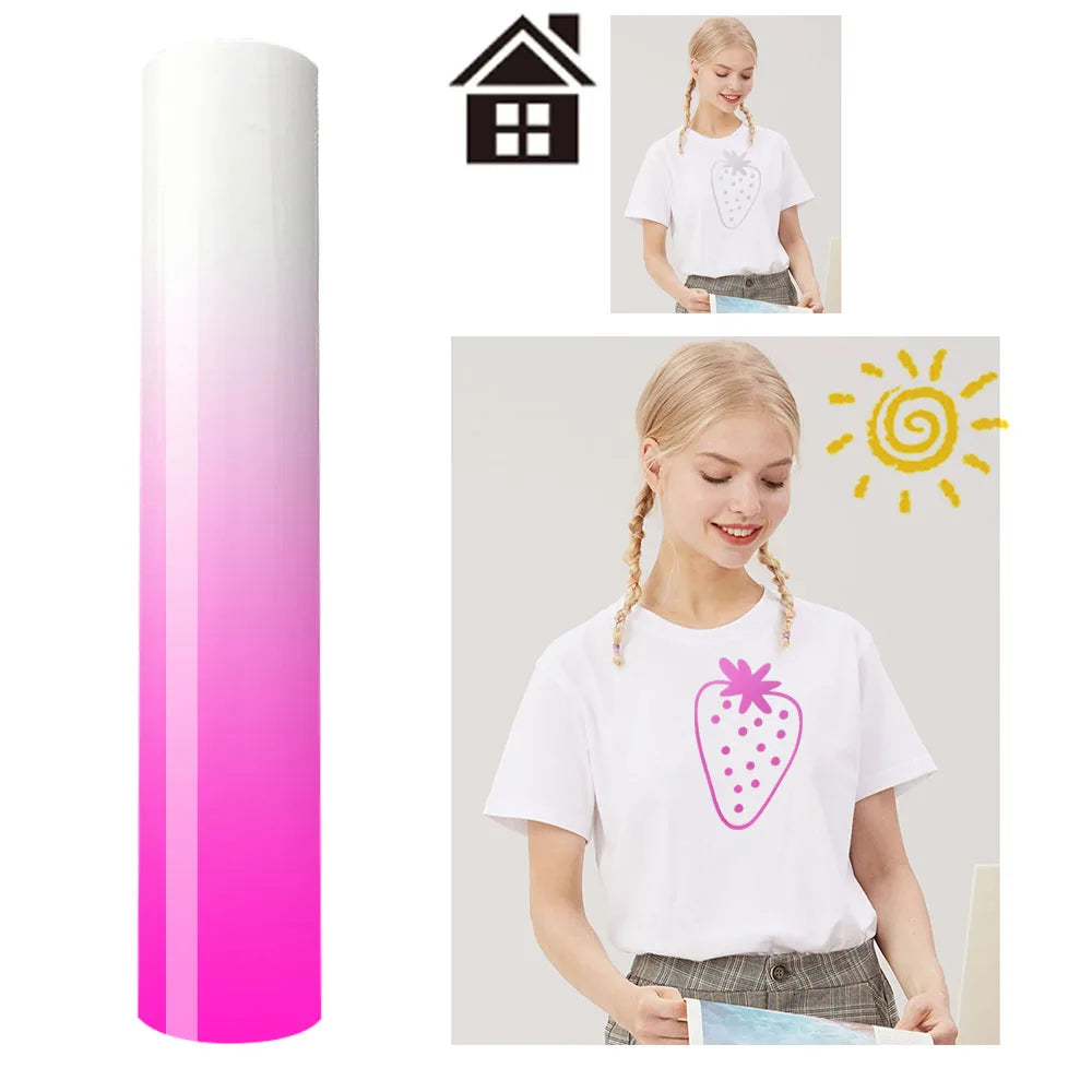 Sunlight-Sensing HTV Iron on Vinyl Pattern DIY T-Shirt Hat For Cut or Silhouette Cameo