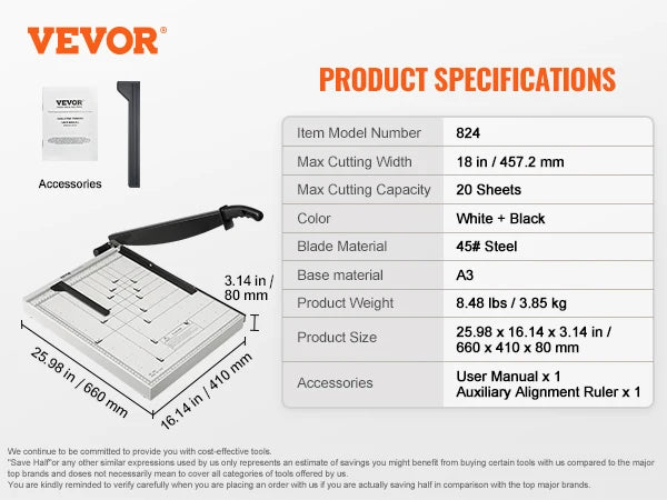SucceBuy Heavy Duty Paper Cutter for Home Office School
