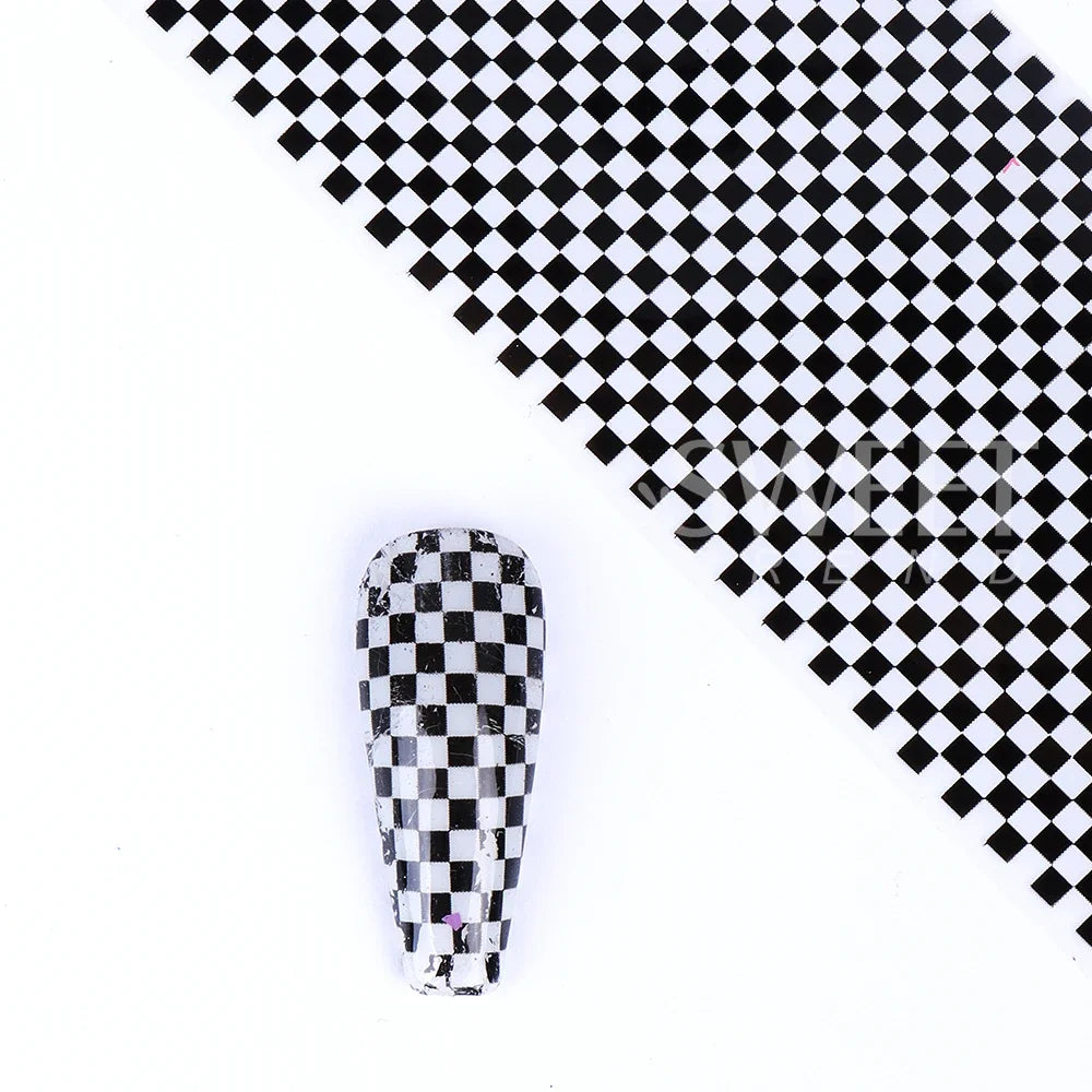 10PCS Plaid Nail Art Foil Transfer Paper