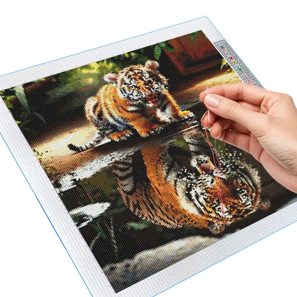 Tiger Animal Printed Cross Stitch Kit