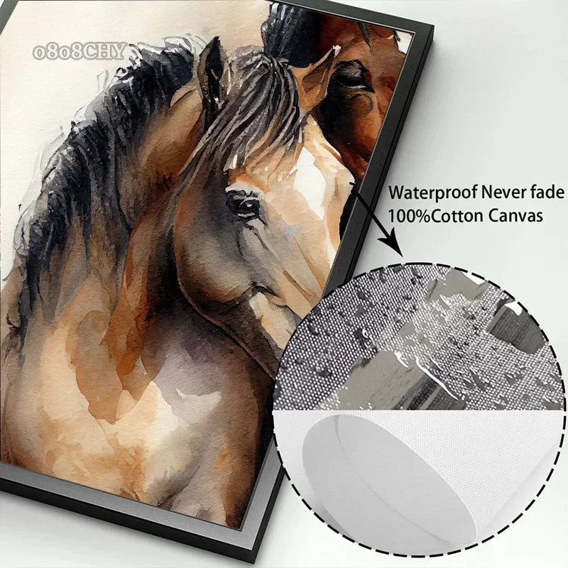 Horse Watercolor Canvas Oil Painting Prints
