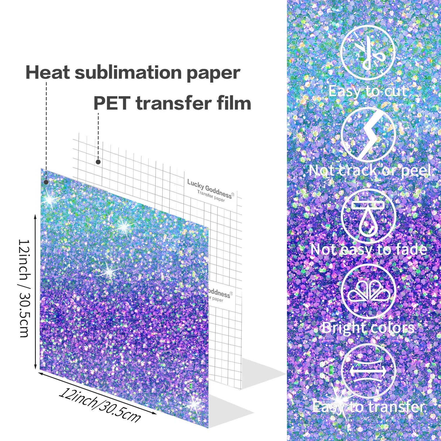 Glitter Mermaid Transfer Ink Sheet for Heat Press Machine 12x12 IN Sublimation Sheet for Blanks Tumbler T-Shirt