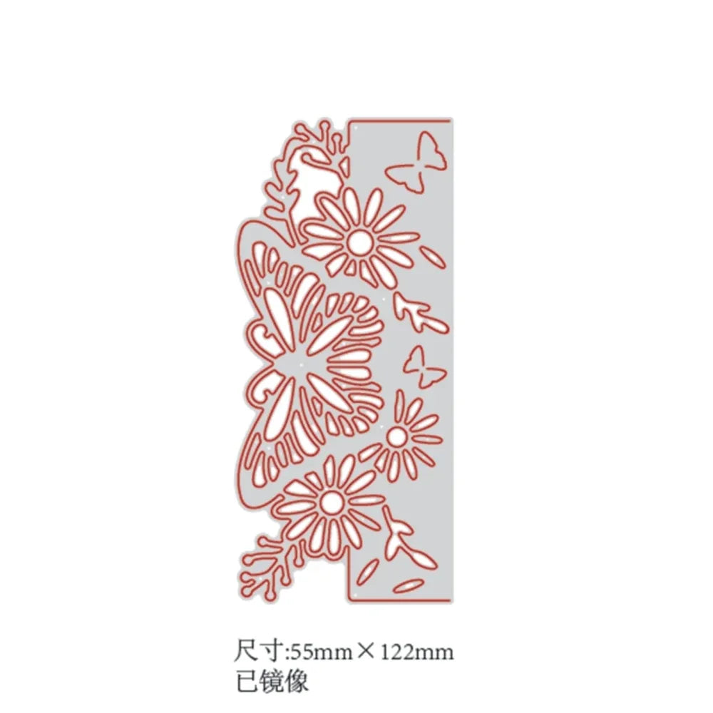 1-2pcs Daisy and Cherry Blossom Edge Border Metal Cutting Dies Stencils
