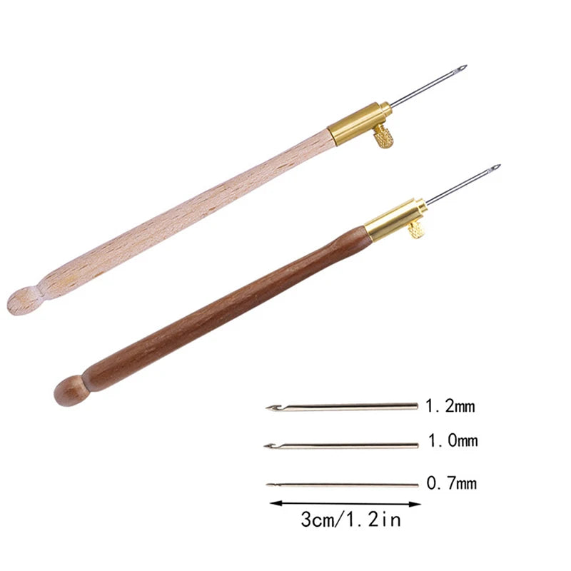 1set Embroidery Tambour Hook With 3 Needles Metal Pen Embroidery needle