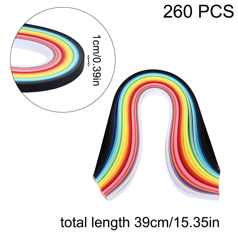 260pcs Rainbow paper Quilling Strips Set For Craft DIY
