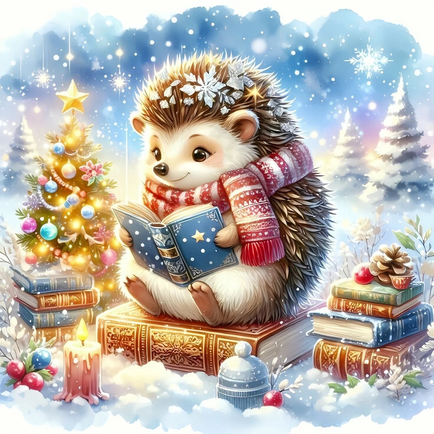 Huacan DIY Embroidery Santa Claus Complete Kit 5D Cross Stitch Landscape Snowman Winter Unique Christmas Gift Modern Home Decor