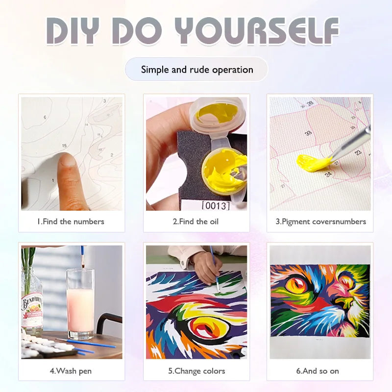 Painting By Numbers Galloping Horse Flower Animals Adult Acrylic Kit Seascape