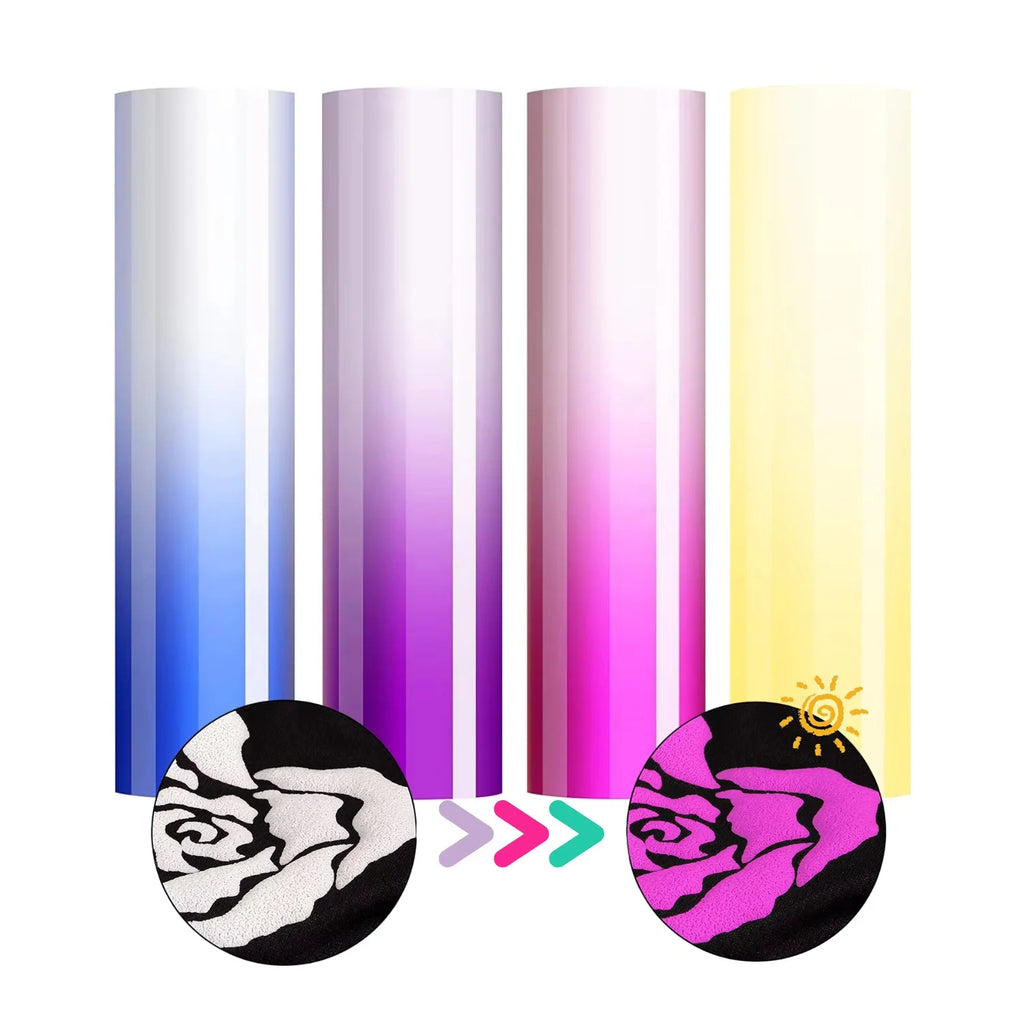 3D Foaming Heat Transfer Vinyl For Cricut, Sun Color Changing Puff
