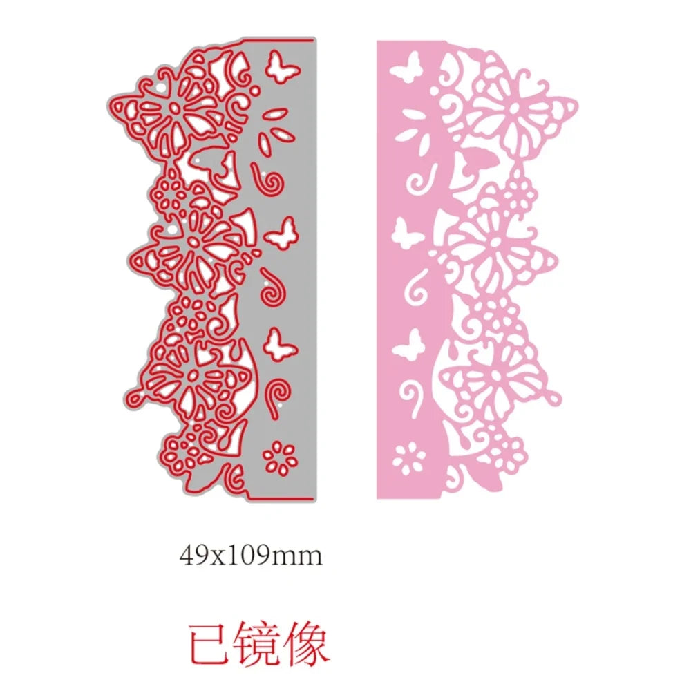 1-2pcs Daisy and Cherry Blossom Edge Border Metal Cutting Dies Stencils