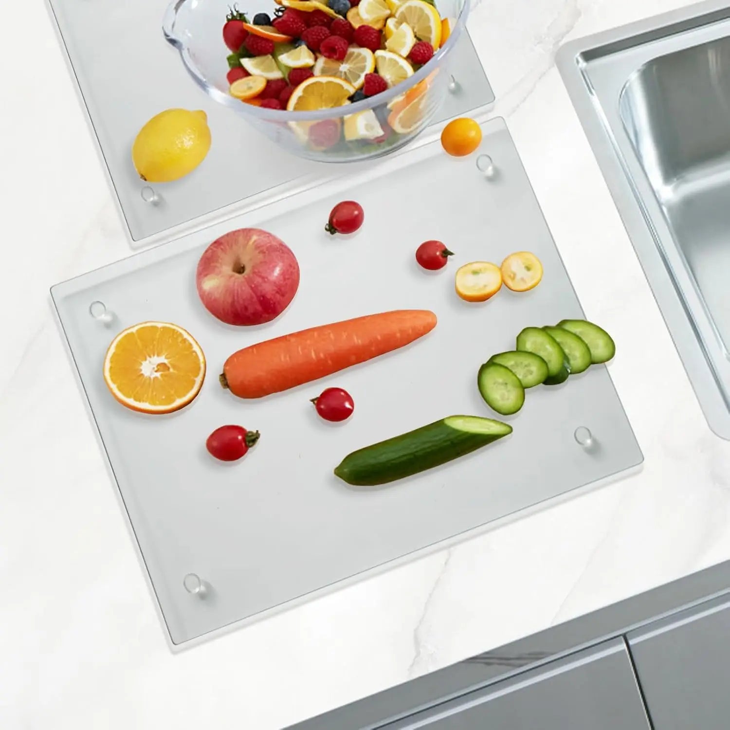 Tempered Glass Cutting Board Set, 2-Piece