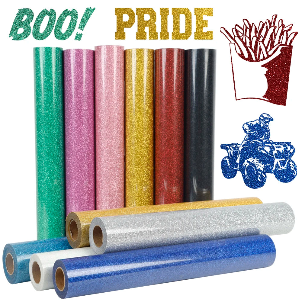 Glitter HTV Vinyl 30.48cm x 63.48cm Heat Transfer Printed Vinyl Roll for DIY Design