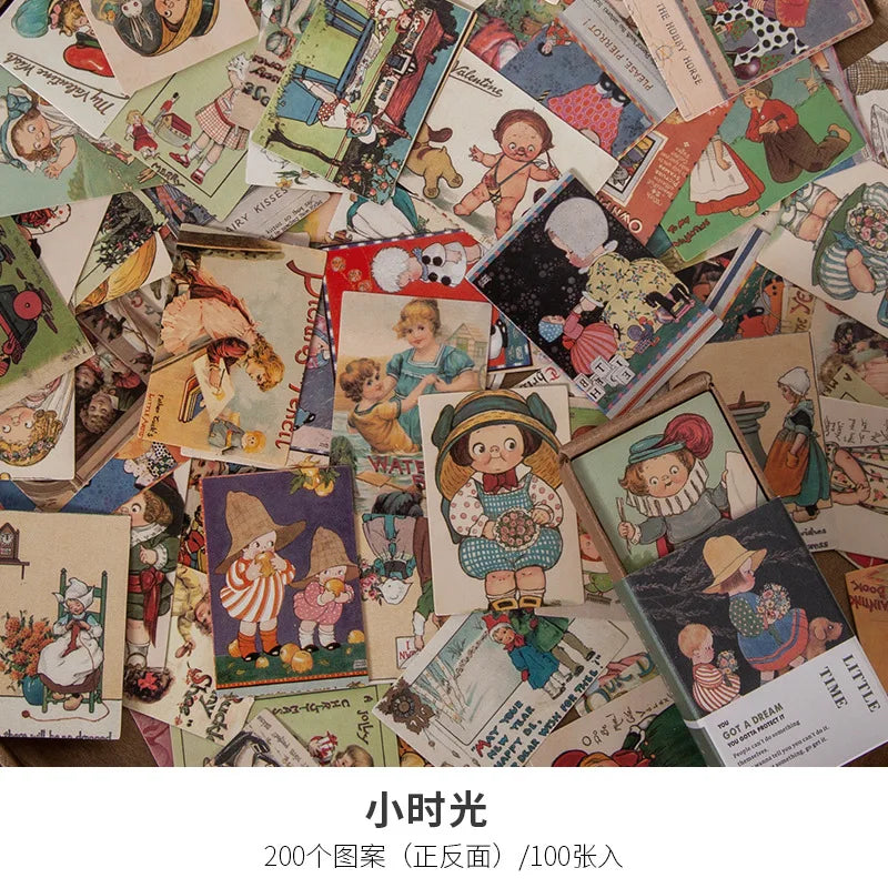 100Pcs Vintage Book Collection Kraft Paper Mini