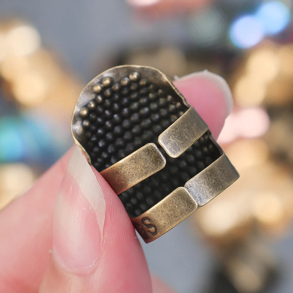 Metal Adjustable Sewing Thimble Sewing Finger Protection Cover Thimbles Cap Shield Ring Fingertip DIY Sewing Embroidery Tools