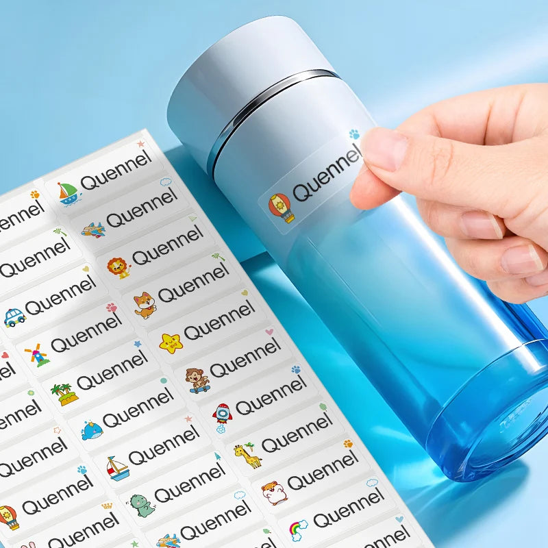 Custom Waterproof Transparent Personalized Multilingual Labels for (Hebrew/English/Spanish)