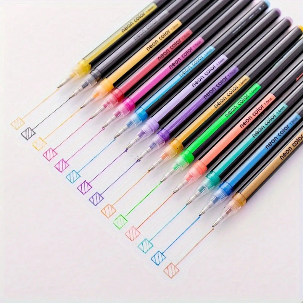 48-Color Sparkle Gel Pen Set with Fine 1.0mm Tip - Vibrant Glitter & Metallic Pens for Journaling, Bullet Planning, Scrapbooking