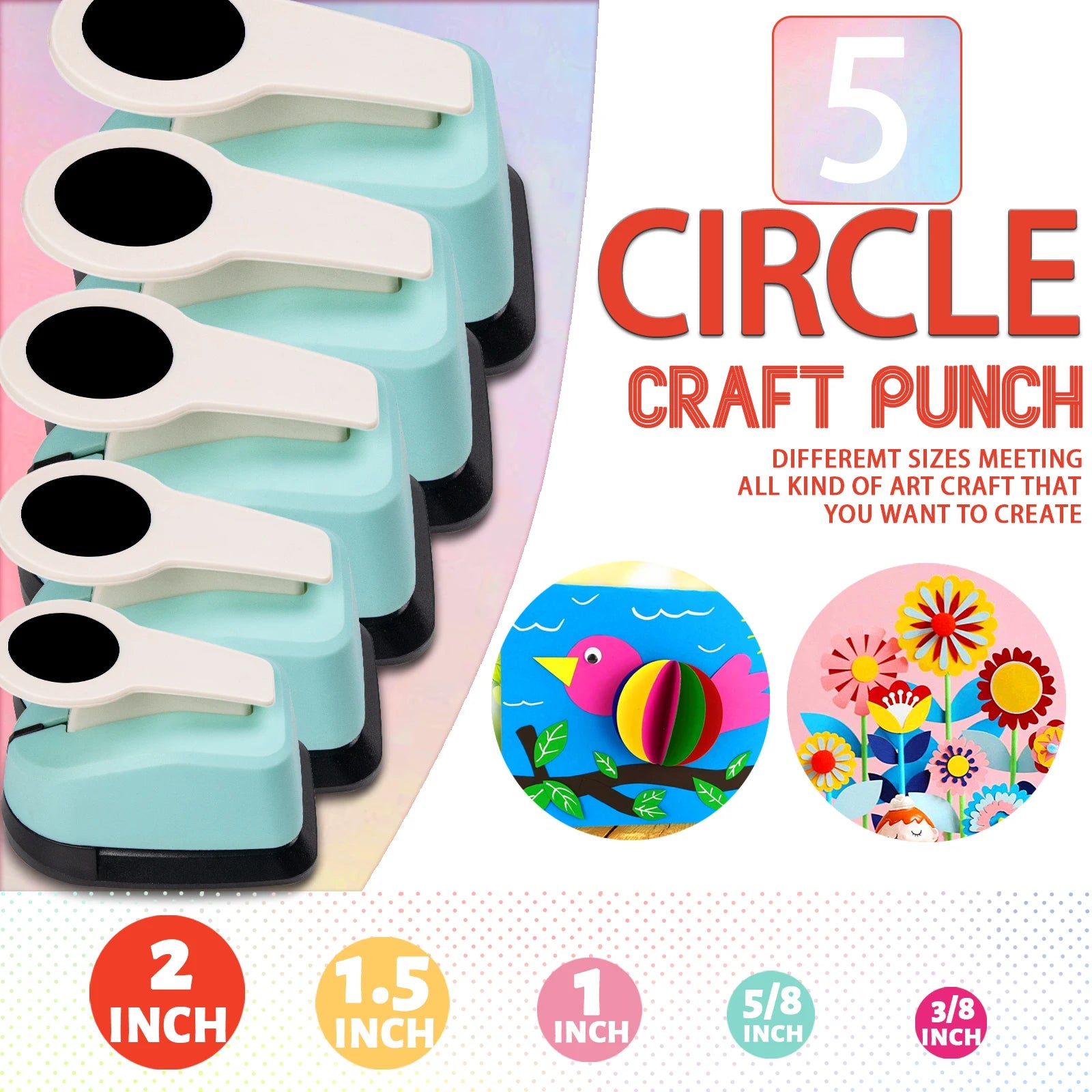 Circle Puncher Cutter Tool Set 5 sizes