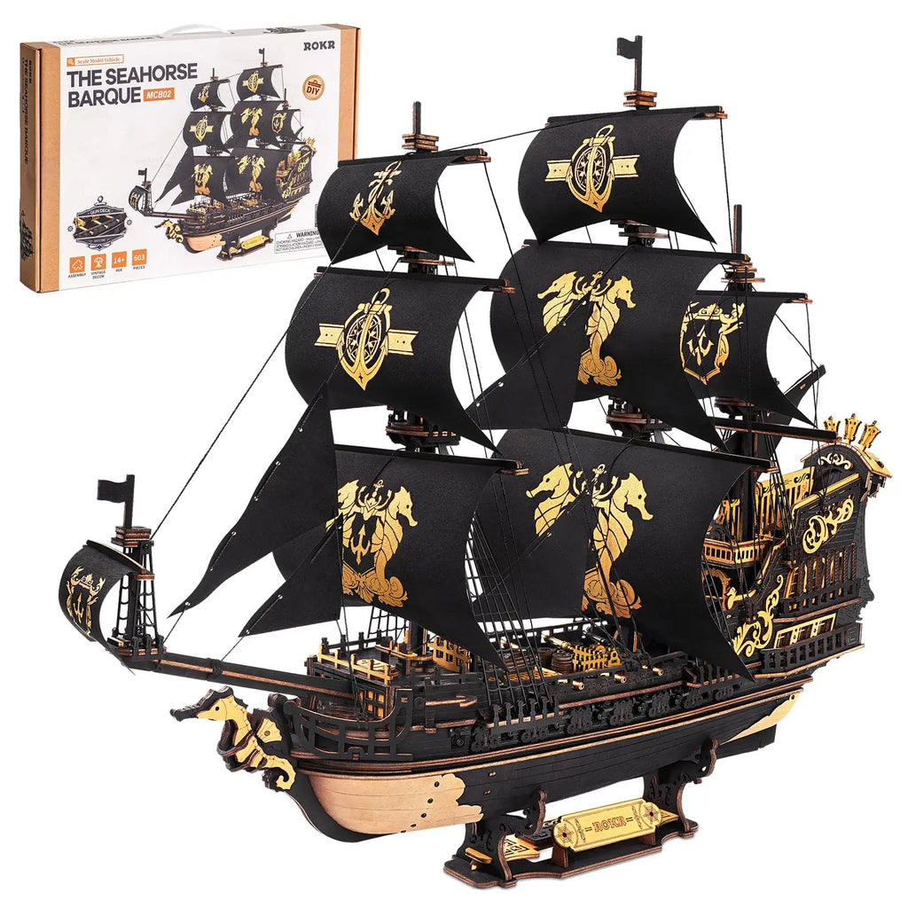ROBOTIME 3D  Wooden Ship Model Kits for Teens&Adults to Build